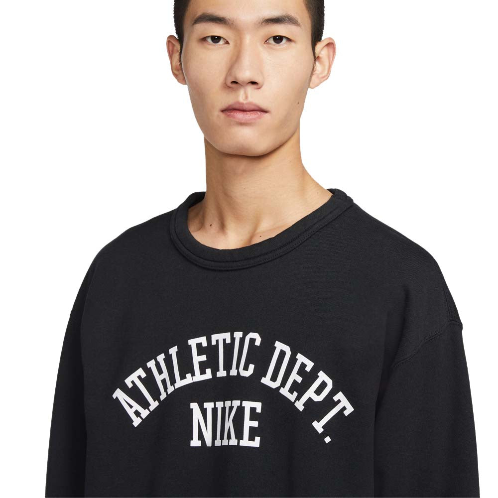 Nike Men's Sportswear Trend Fleece Crew Black White - urbanAthletics