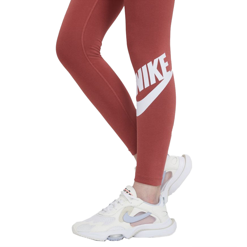 Nike Women's Sportswear Essential High-Waisted Logo Leggings Red White -  urbanAthletics