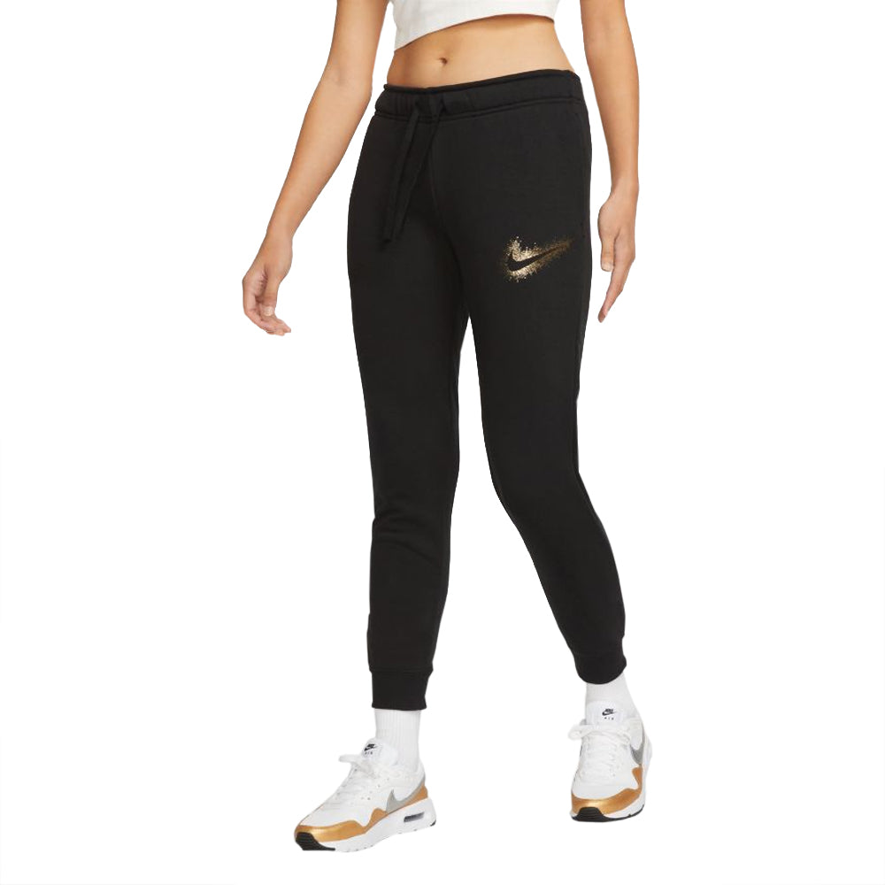 Nike Sportswear Club Fleece Mid-Rise Slim Joggers Womens Size - L  Black/White