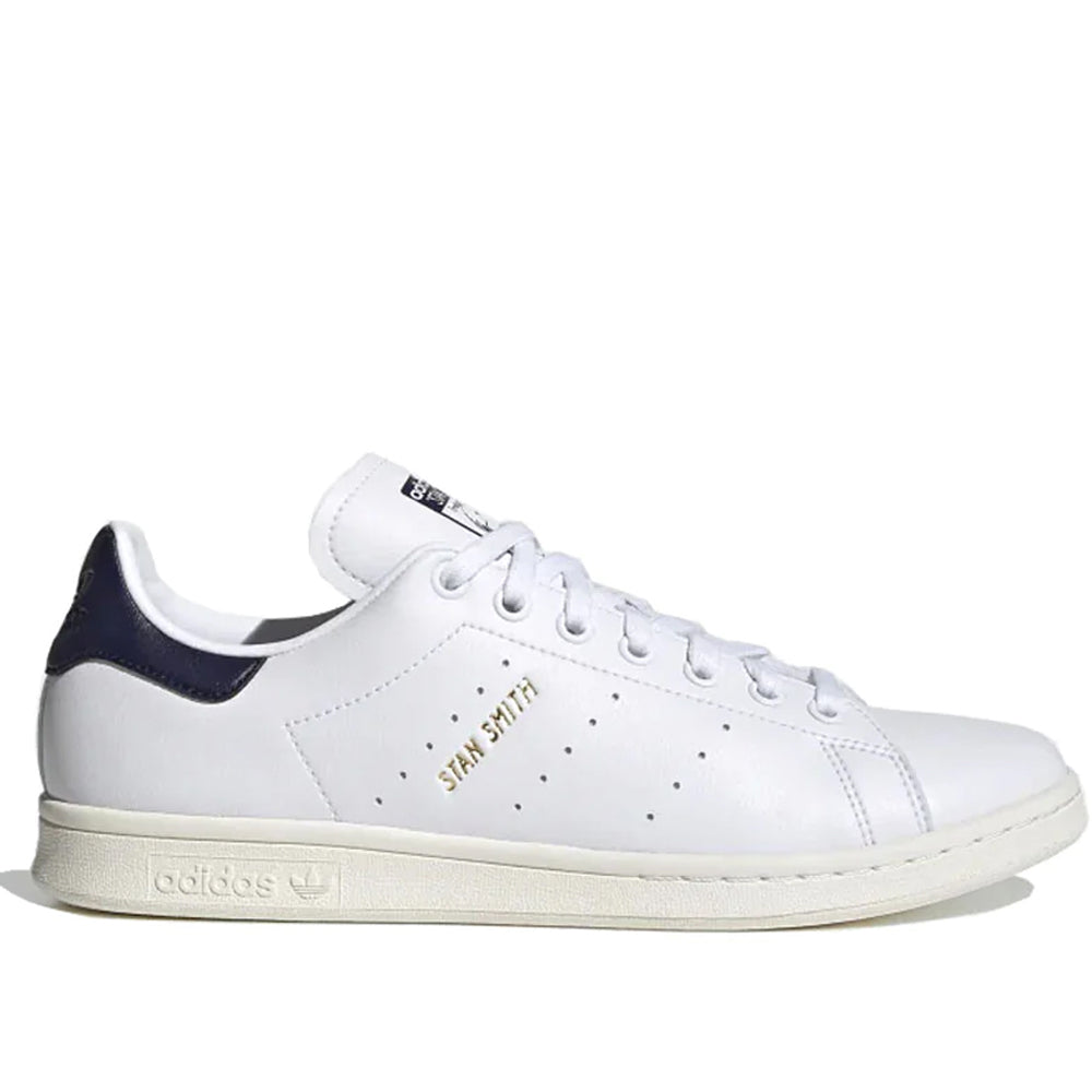 Adidas stan smith white navy clearance blue